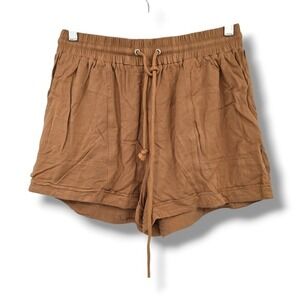 Hem &‎ Thread Womens L Tan Brown Rayon Blend Drawstring Waist Casual Shorts